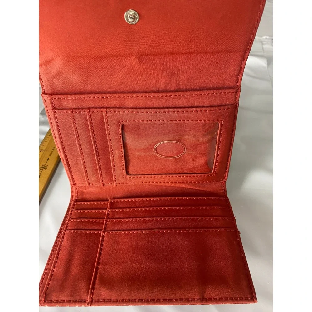 Liz Claiborne Burnt Orange Croc Embossed Faux Leather Trifold Wallet